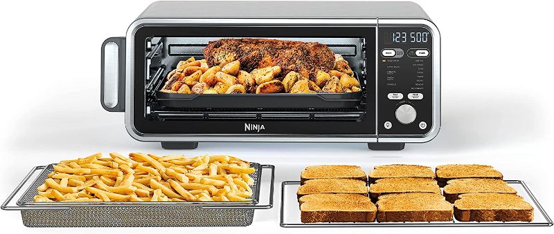 Photo 1 of Ninja SP301 Dual Heat Air Fry Countertop 13-in-1 Oven with Extended Height, XL Capacity, Flip Up & Away Capability for Storage Space, with Air Fry Basket, SearPlate, Wire Rack & Crumb Tray, Silver