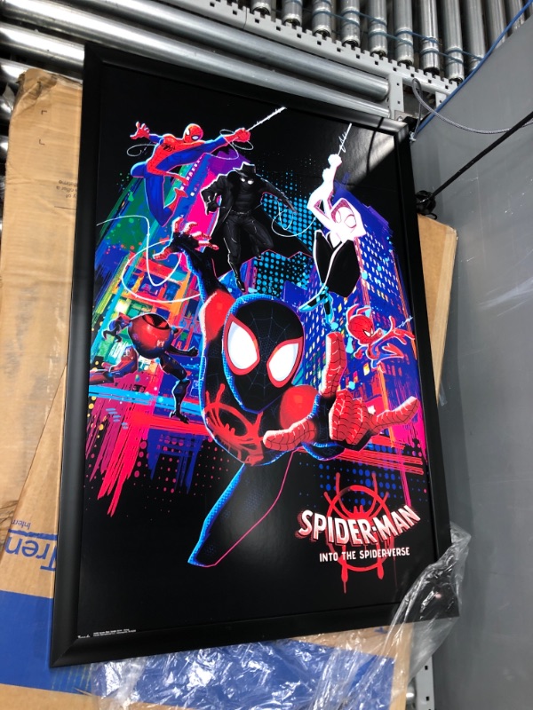 Photo 2 of **Minor Damage**Trends International Marvel Spider-Man - Into The Spider-Verse - Group Wall Poster, 22.375" x 34", Black Framed Version 22.375" x 34" Black Framed Version