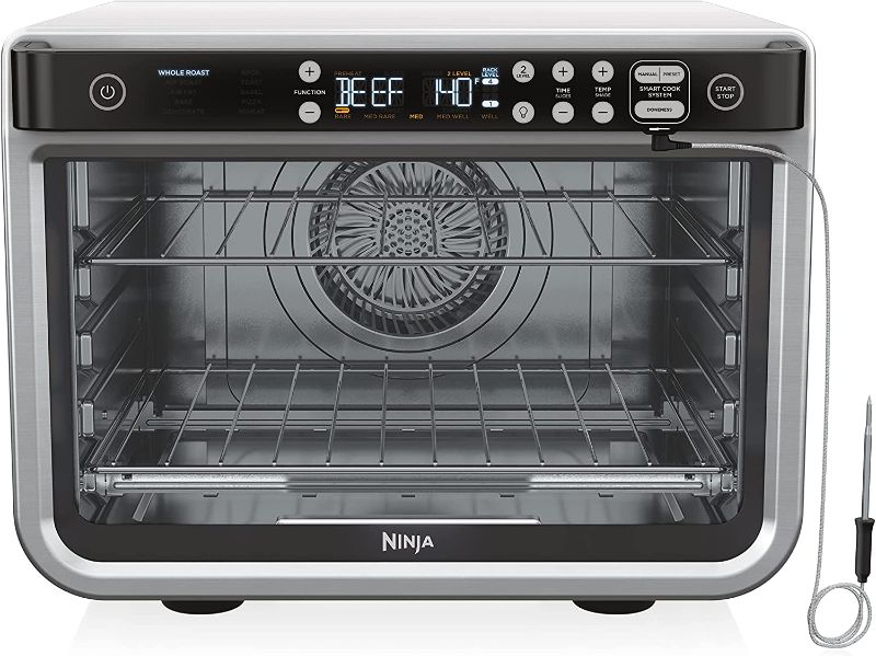 Photo 1 of Ninja DT251 Foodi 10-in-1 Smart XL Air Fry Oven, Bake, Broil, Toast, Air Fry, Roast, Digital Toaster, Smart Thermometer, True Surround Convection up to 450°F, includes 6 trays & Recipe Guide, Silver