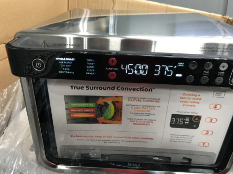 Photo 1 of Ninja DT251 Foodi 10-in-1 Smart XL Air Fry Oven, Bake, Broil, Toast, Air Fry, Roast, Digital Toaster, Smart Thermometer, True Surround Convection up to 450°F, includes 6 trays & Recipe Guide, Silver