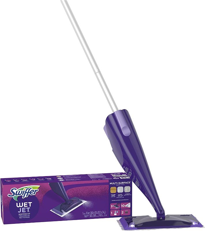 Photo 1 of *** PARTS ONLY***Swiffer WetJet Hardwood and Floor Spray Mop Cleaner Starter Kit, Includes: 1 Power Mop, 10 Pads, Cleaning Solution, Batteries
