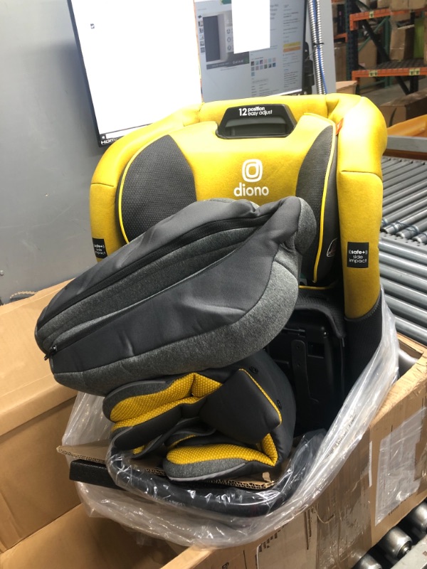 Photo 7 of Diono Radian 3QX 4-in-1 Rear & Forward Facing Convertible Car Seat, Safe+ Engineering 3 Stage Infant Protection, 10 Years 1 Car Seat, Ultimate Protection, Slim Fit 3 Across, Yellow Mineral
