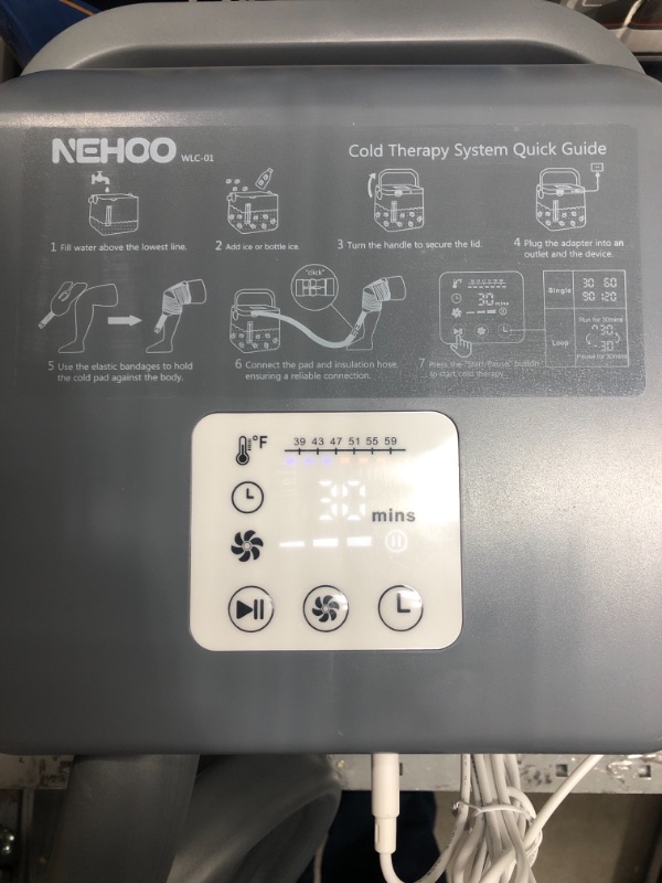 Photo 3 of NEHOO Cold Therapy System, Low Noise Ice Therapy Machine, Continuous Cryotherapy Cold Pack, Universal Pad for Knee, Ankle, Cervical, Back, Leg and Hip Gray