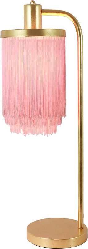 Photo 1 of Decor Therapy Framboise Fringe Shade Table Lamp, Gold Leaf
