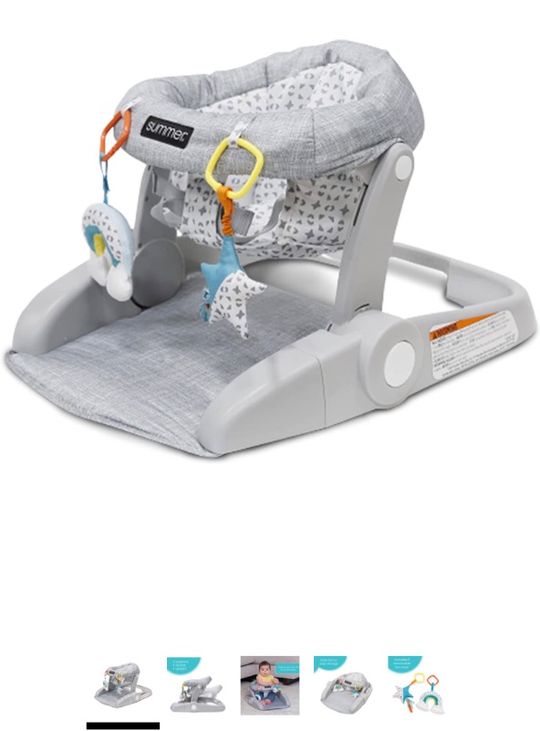 Photo 1 of Summer® Learn-to-Sit™ 2-Position Floor Seat (Heather Gray) – Sit Baby Up in This Adjustable Baby Activity Seat Appropriate for Ages 4-12 Months – Includes Toys