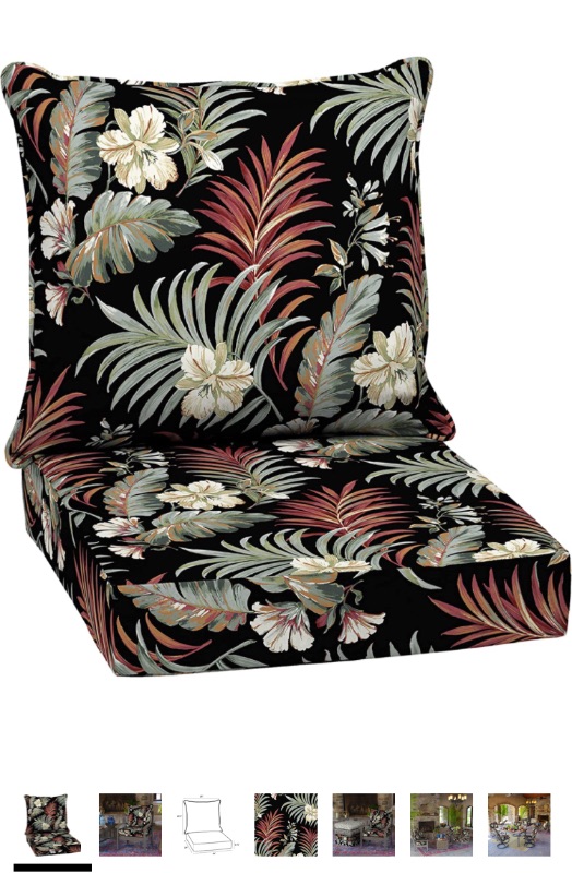 Photo 1 of Arden Selections Outdoor Deep Seating Cushion Set 24 x 24, Simone Black Tropical