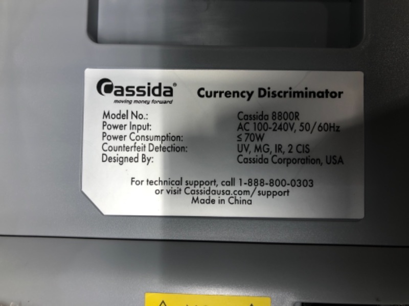 Photo 5 of Cassida 8800R USA Premium Bank-Grade Mixed Denomination Money Counter Machine, Advanced Counterfeit Detection, Multi-Currency, 