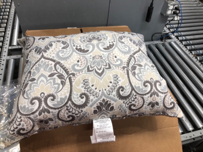 Photo 2 of Arden Selections Outdoor Cushion Pillow Back, Neutral Aurora Damask, 38" D x 21" W x 4" H