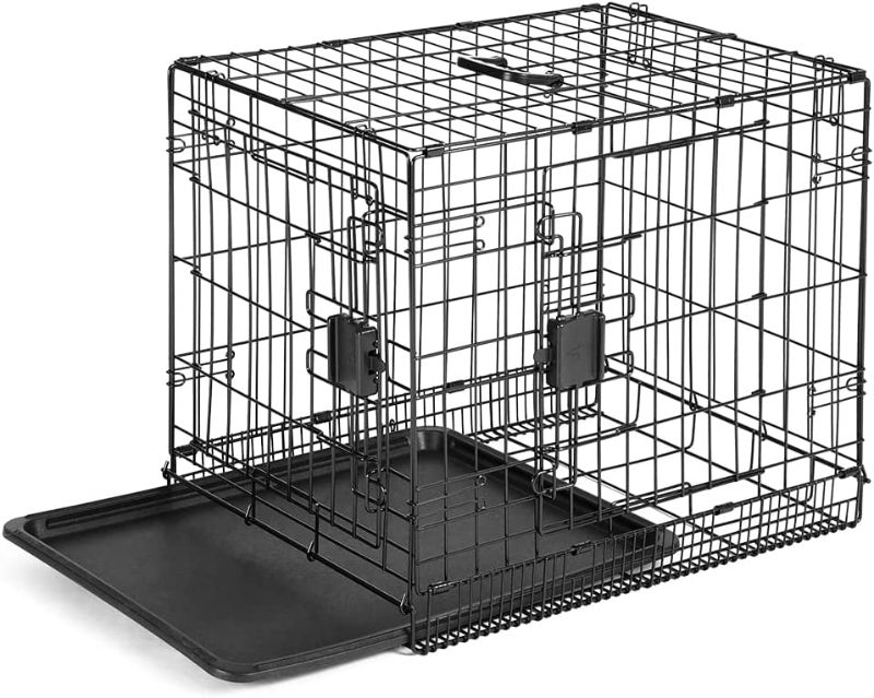 Photo 1 of Amazon Basics Foldable Metal Wire Dog Crate with Tray, Single or Double Door Styles
