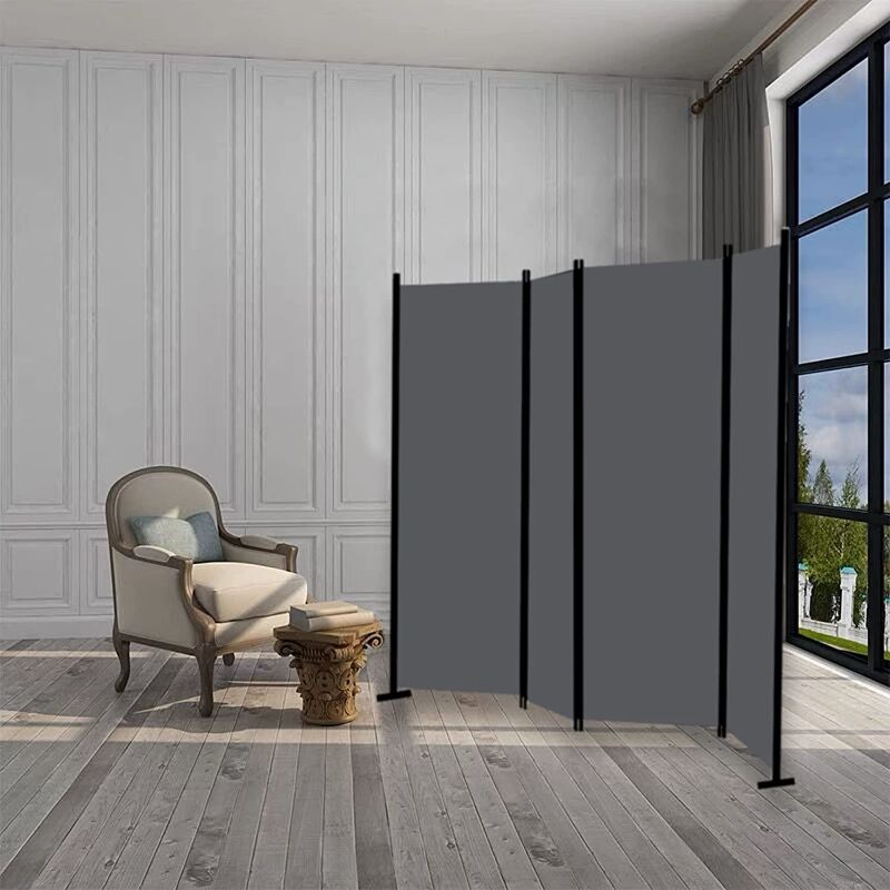 Photo 1 of 4 Panel Room Divider Folding Privacy Screen Home Office Dorm Decor (Grey)
