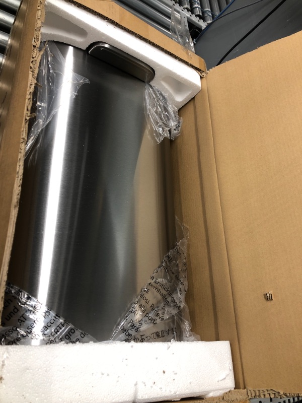 Photo 1 of Amazon Basics 30 Liter / 7.9 Gallon Soft-Close, Smudge Resistant Trash Can with Foot Pedal - Brushed Stainless Steel, Satin Nickel Finish 30L / 7.9 Gallon