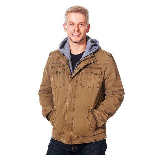 Photo 1 of Levi's Men's Anoraks & Parkas KHAKI - Khaki Canvas Sherpa-Lined Hooded Jacket - Men
