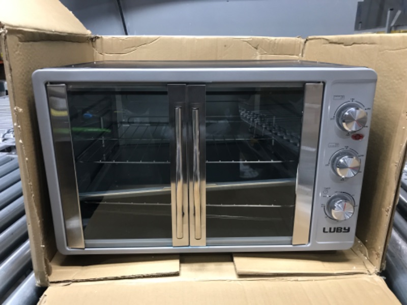Photo 2 of *Tested LUBY Large Toaster Oven Countertop, French Door Designed, 55L, 18 Slices, 14'' pizza, 20lb Turkey, Silver
++++++++++++++++++
