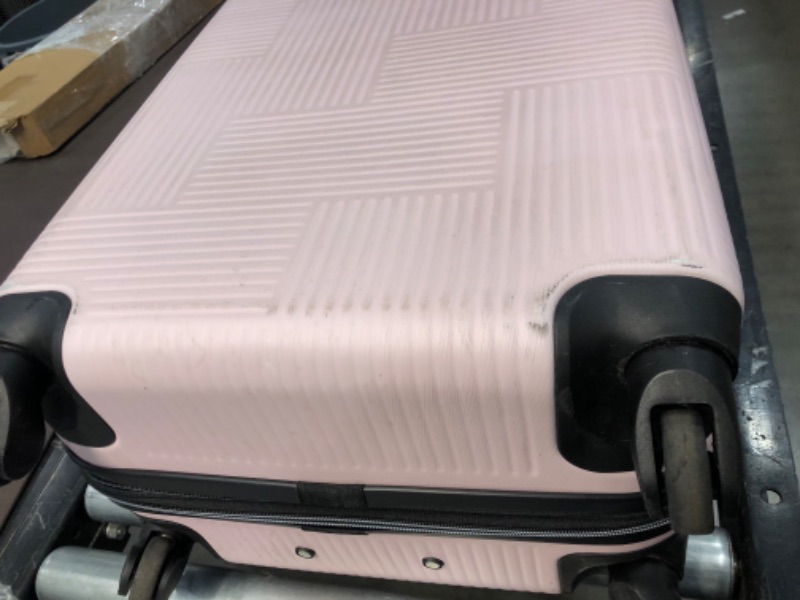 Photo 4 of **minor dent and dirt mark**
American Tourister Stratum XLT Expandable Hardside Luggage with Spinner Wheels, Pink Blush, Checked-Medium 24-Inch
