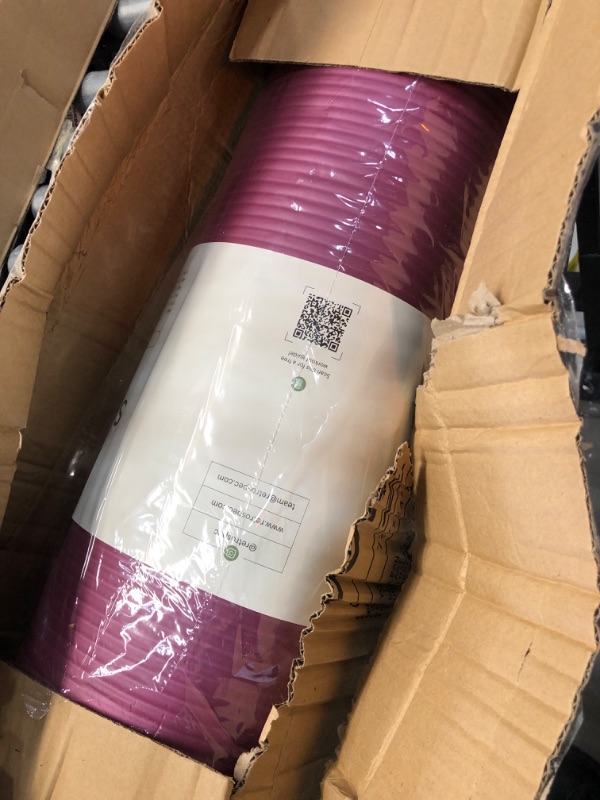 Photo 2 of **OPENED**
Retrospec Solana Yoga Mat 1" and 1/2" Thick with Nylon Strap for Men and Women - Non Slip Exercise Mat for Home Yoga, Pilates, Stretching, Floor and Fitness Workouts 1/2 inch Boysenberry