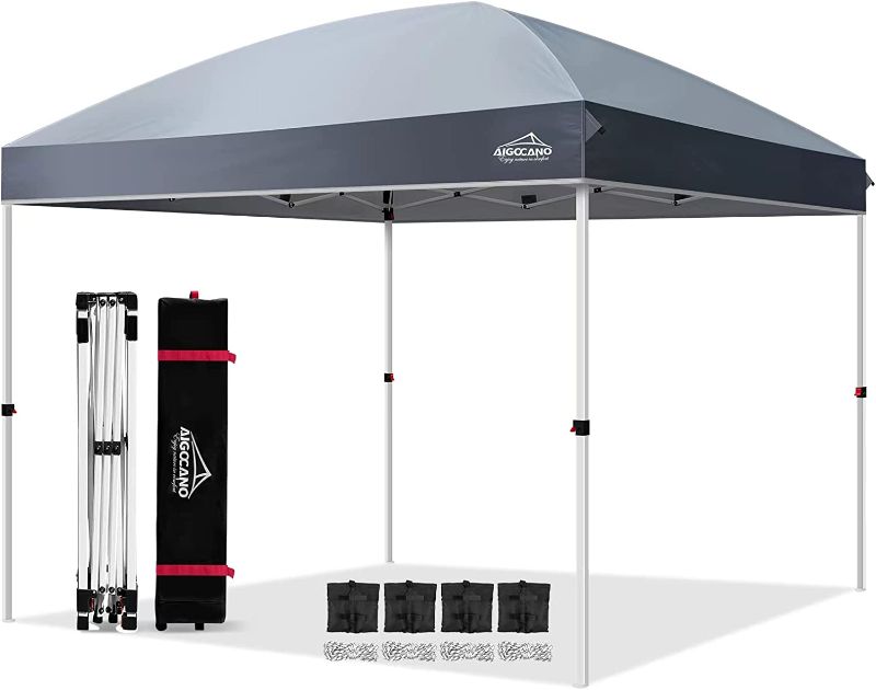 Photo 1 of AIGOCANO Canopy Tent,Outdoor 10x10 Pop Up Canopy, Instant Tents for Parties with Roller Bag,4 Sandbags,Portable Easy Up Canopies (Black)
