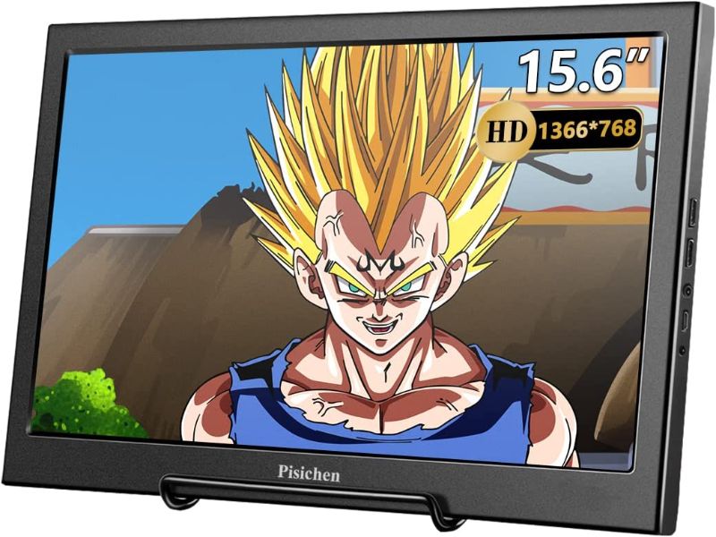 Photo 1 of Pisichen 15.6 Inch Portable Monitor, HD 1366x768 TN Gaming Monitor, 60Hz, 5ms, USB/HDMI Inputs, Built-in Speakers, External Screen for Laptop PC Computer PS3 Raspberry Pi Xbox Ones
