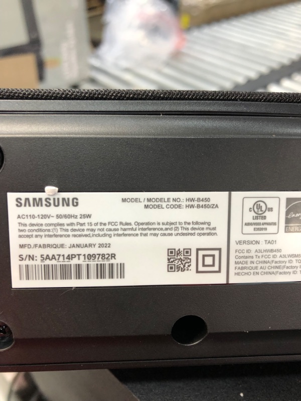 Photo 3 of ***SEE NOTES**SAMSUNG HW-B450 2.1ch Soundbar w/Dolby Audio, Subwoofer Included, Bass Boosted, Wireless Bluetooth TV Connection, Adaptive Sound Lite, Game Mode, 2022
