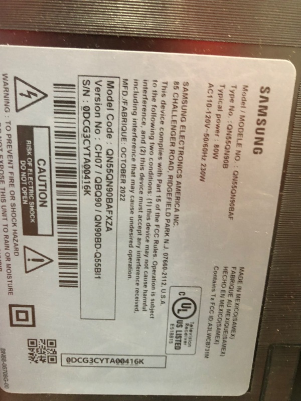 Photo 1 of ***HAS LINES ON SCREEN**SAMSUNG 55" Class Neo QLED 4K QN90B Series Mini LED Quantum HDR 32x,Dolby Atmos,Object Tracking Sound+,Anti-Glare,Ultra Viewing Angle,Smart TV, Bluetooth with Alexa Built-In(QN55QN90BAFXZA,2022 Model)
