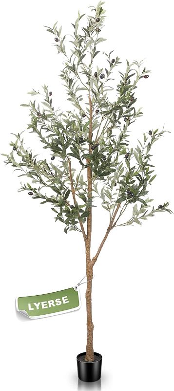 Photo 1 of  6ft Artificial Olive Tree Tall Fake Potted Olive Silk Tree with Planter Large Faux Olive Branches and Fruits Artificial Tree for Office House Living Room Home Decor
