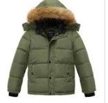 Photo 1 of STOCK PIC INACCURATELY REFLECTS ACTUAL JACKET****amazon essentials olive hooded jacket with fake fur lining, small