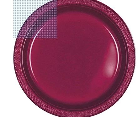 Photo 1 of Amscan Round Plastic Plates, 10 1/4", Berry 20ct
