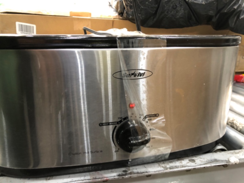 Photo 2 of 24 Quart Electric Roaster Oven, Turkey Roaster with Viewing Lid, Large Stainless Steel Roaster Oven Silver