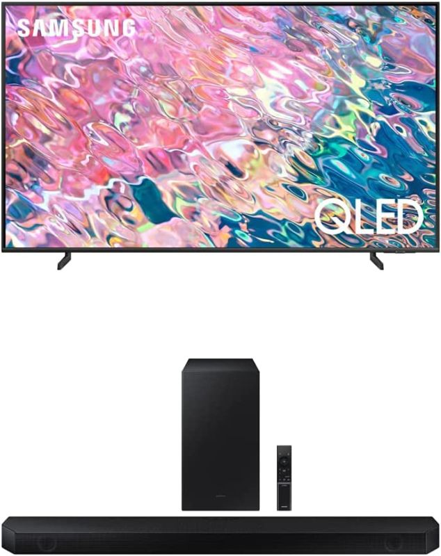 Photo 1 of SAMSUNG 50-Inch Class QLED Q60B Series - 4K UHD Dual LED Quantum HDR Smart TV with Alexa Built-in (QN50Q60BAFXZA, 2022 Model) w/HW-Q600B 3.1.2ch Soundbar w/Dolby Audio 2022
