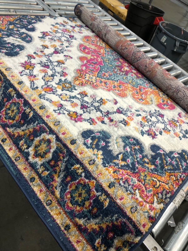 Photo 2 of 4'x6' Rectangle Loomed Floral Area Rug Blue - JONATHAN Y