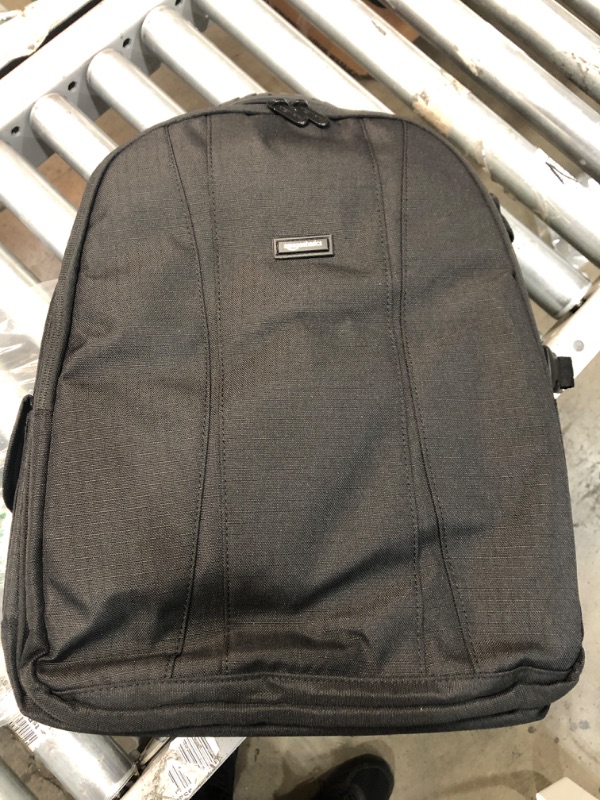 Photo 2 of Amazon Basics DSLR Camera and Laptop Backpack Bag (Black Exterior and Gray Interior) Gray Interior Single