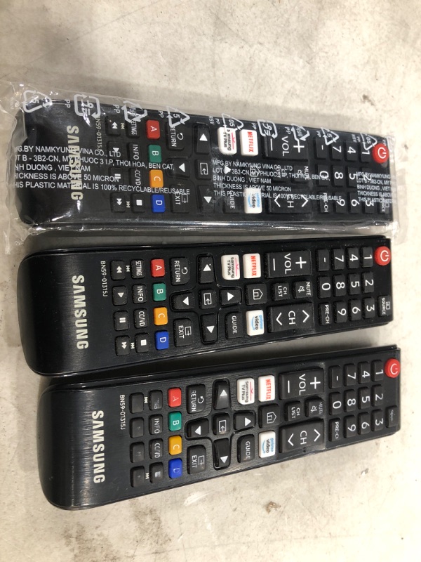 Photo 2 of **SET OF 3** Samsung OEM Remote Control with Netflix Hotkey - Black (BN59-01315J)
