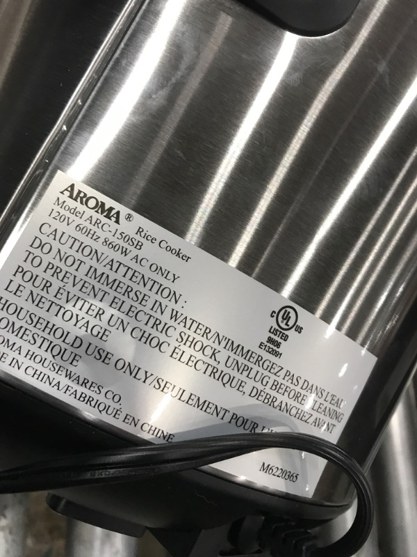 Photo 3 of **MINOR DAMAGE* Aroma Housewares 20 Cup Cooked (10 cup uncooked) Digital Rice Cooker, Slow Cooker, Food Steamer, SS Exterior (ARC-150SB),Black
