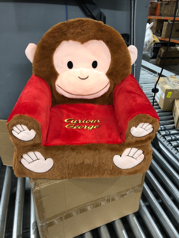 Photo 2 of Animal Adventure Curious George Soft Plush Children's Chair, Sweet Seats, Brown/Red