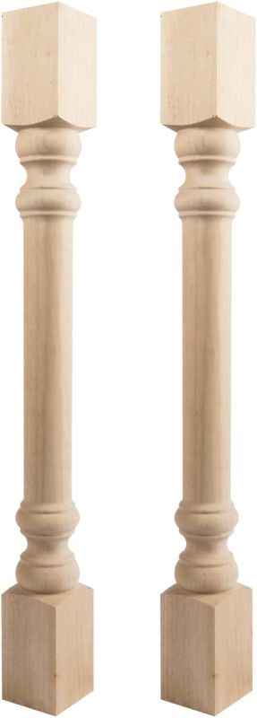 Photo 1 of 35 1/2-inch H 3 1/2-inch W 3 1/2-inch D Cabinet Columns, Btowin 2Pcs Unfinished Tapered Rubberwood Replacement Island Legs for Large Dining Table & Kitchen Table
