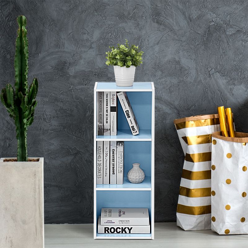 Photo 1 of 11003WH-LBL 3-Tier Open Shelf Bookcase, White & Light Blue
