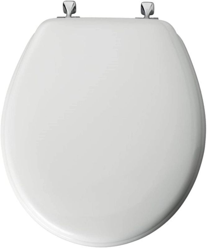 Photo 1 of Bemis Mfg Mayfair Toilet Seat Rnd Wh/Chrm
