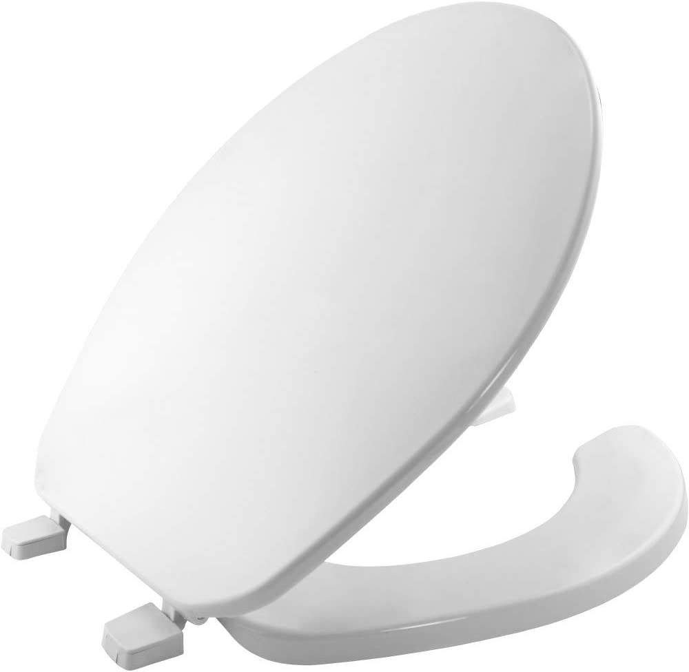 Photo 1 of BEMIS 75 000 Commercial Open Front Toilet Seat with Cover, ROUND, Plastic, White

