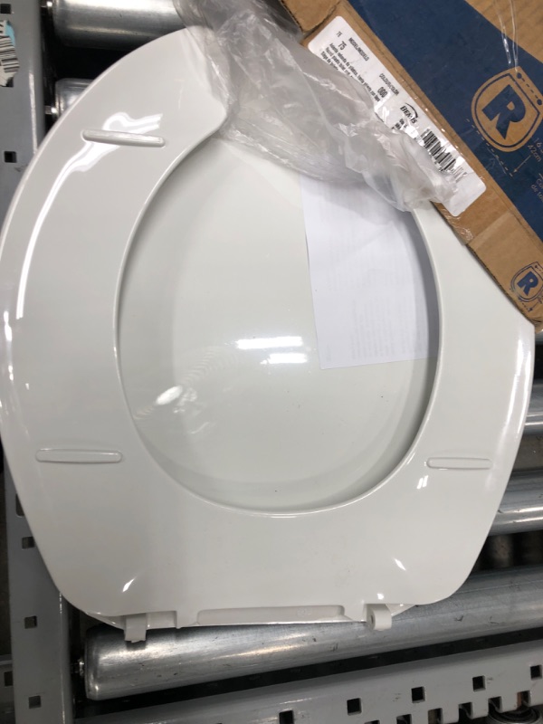 Photo 2 of BEMIS 75 000 Commercial Open Front Toilet Seat with Cover, ROUND, Plastic, White
