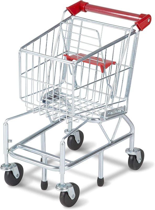 Photo 1 of Melissa & Doug Toy Shopping Cart With Sturdy Metal Frame - Toddler Shopping Cart, Pretend Grocery Cart, Supermarket Pretend Play Shopping Cart For Kids Ages 3+
