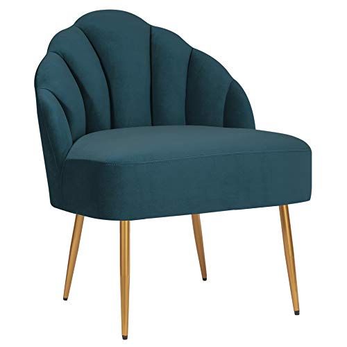 Photo 1 of Amazon Brand – Rivet Sheena Glam Tufted Velvet Shell Chair, 23.5"W, Teal
