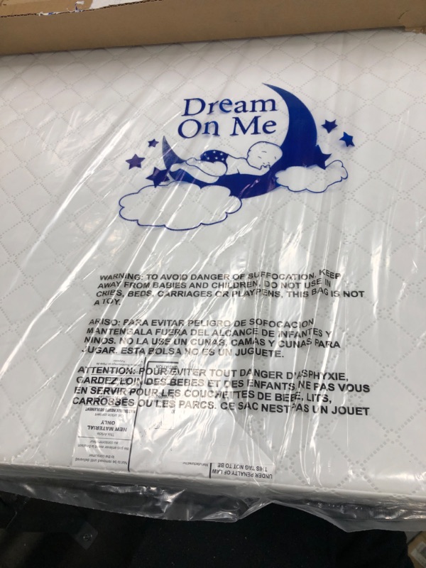 Photo 2 of Dream On Me Holly 3” Fiber Portable Crib Mattress, Greenguard Gold Certified, Waterproof Vinyl Cover, Lightweight Mini Crib Mattress, White
