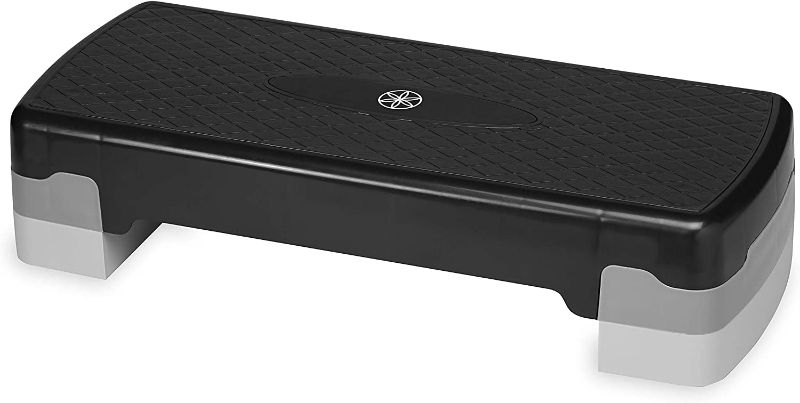 Photo 1 of Gaiam Essentials Exercise Step Platform Aerobic Stepper Bench, Fitness Equipment Workout Deck with Adjustable Riser Height & Non Slip Textured Surface, Black
