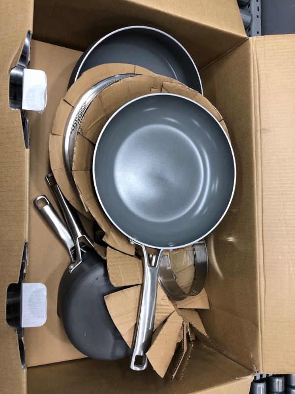 Photo 2 of Calphalon Classic Oil-Infused Ceramic PTFE and PFOA Free Cookware, Dark Gray & Classic Oil-Infused Ceramic PTFE and PFOA Free Cookware, 11-Piece Pots and Pans Set, Dark Gray Cookware Set + Cookware 11-Piece Black