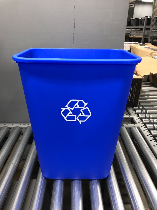 Photo 2 of AmazonCommercial 10 Gallon Commercial Office Wastebasket, Blue, w/ Recycle Logo, 1-pack BLUE 10 GALLON 1 pack