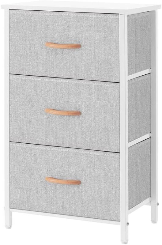 Photo 1 of AZL1 Life Concept 3 Drawers Fabric Dresser Storage Tower, Organizer Unit for Bedroom, Closet, Entryway, Hallway - Light Grey

