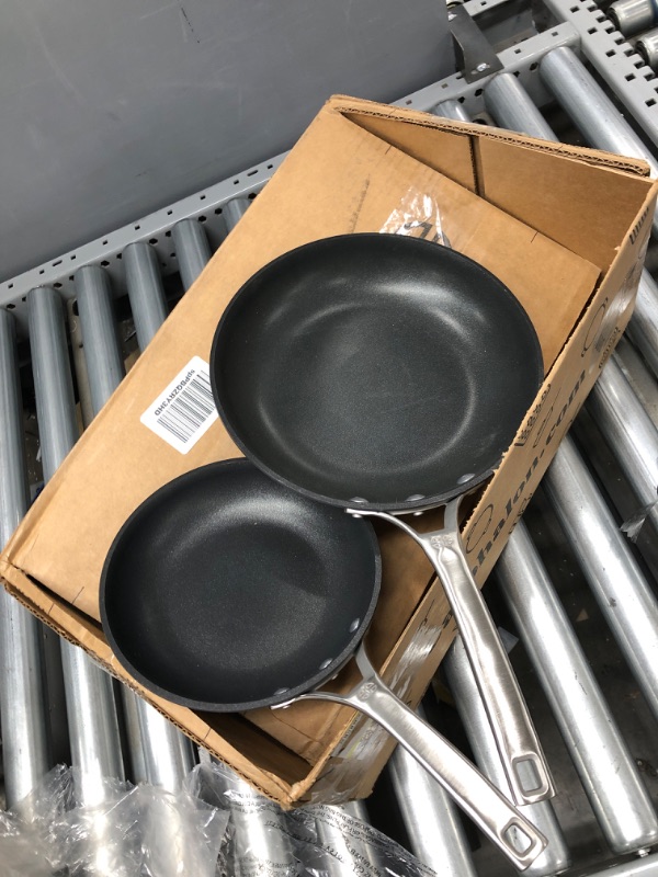 Photo 2 of Calphalon Nonstick Frying Pan Set with Stay-Cool Handles, Dishwasher and Metal Utensil Safe, PFOA-Free, 8- and 10-Inch, Black Fry Pan Set 8" & 10" Hard-Anodized Nonstick