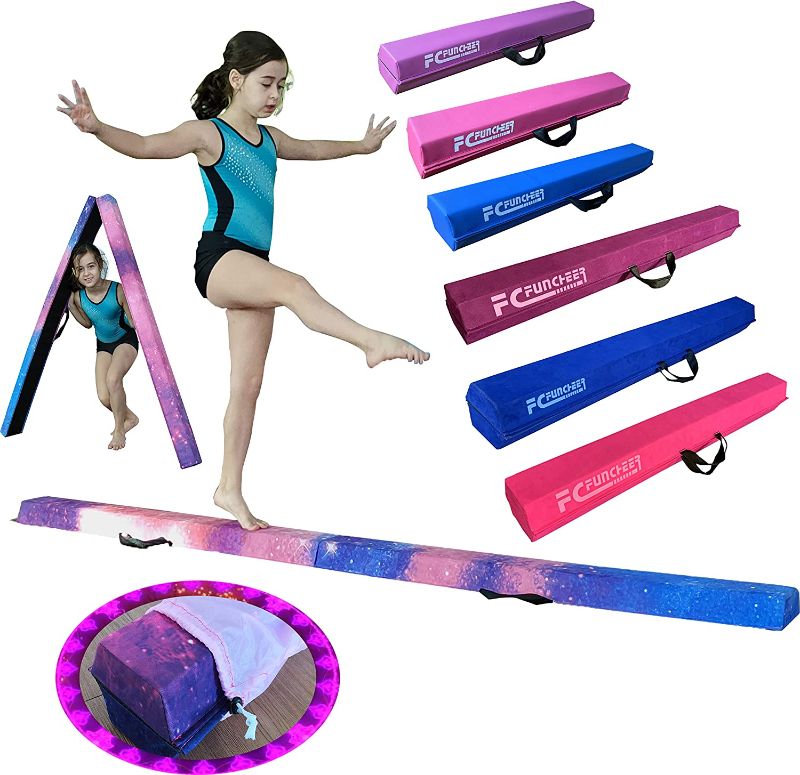 Photo 1 of ** PINK ** FC FUNCHEER 6FT Folding Floor Gymnastics Beam for Kids,Non Slip Rubber BaseGymnastics Beam for Training,Professional Home Training with Carrying Bag 
