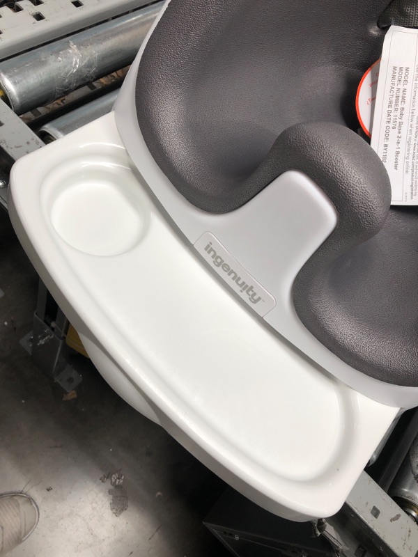 Photo 3 of Ingenuity Baby Base 2-in-1 Booster Feeding and Floor Seat with Self-Storing Tray, Slate
