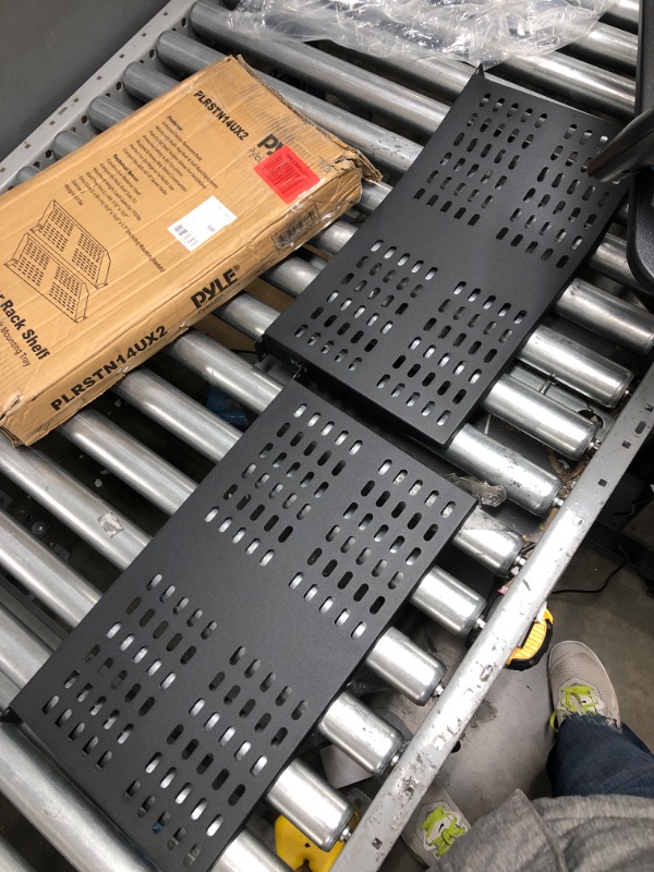 Photo 1 of 2-Pc 1U Server Rack Shelf, Vented Shelves For Good Air Circulation, Cantilever Mount, Wall Mount Rack, Universal Device, Cabinet Shelf, Computer Case Mounting Tray, Black-Pyle PLRSTN14UX2