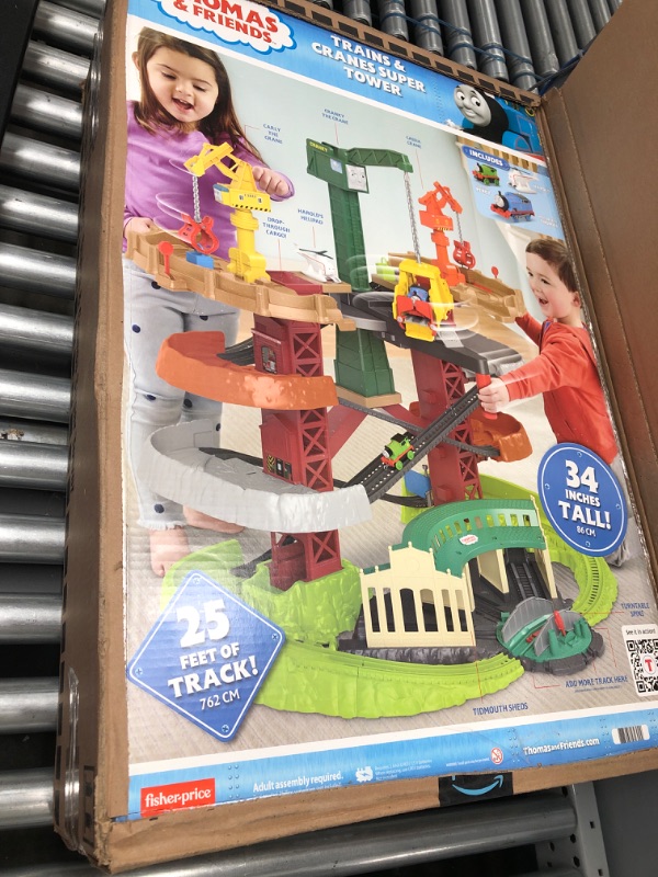 Photo 2 of Fisher-Price Thomas and Friends Multi-Level Train Set with Thomas and Percy Trains plus Harold and 3 Cranes, Super Tower?